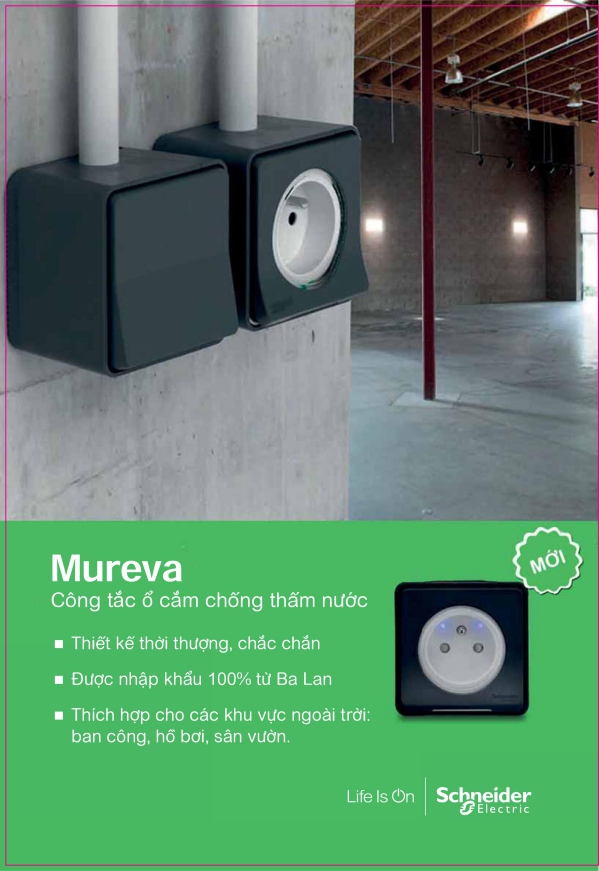 Công tắc ổ cắm chống thấm nước Mureva thiết kế hiện đại