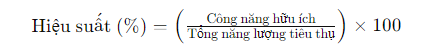 Công thức tính hiệu suất sử dụng năng lượng