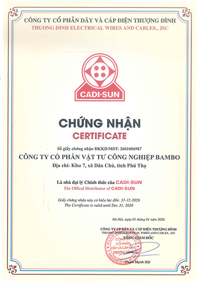 chung nhan dai ly cadisun