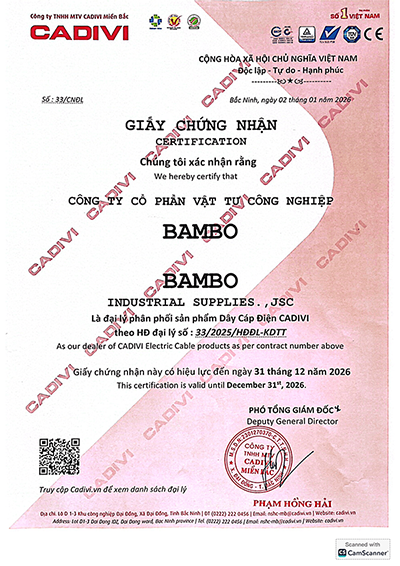 Chung nhan dai ly cadivi